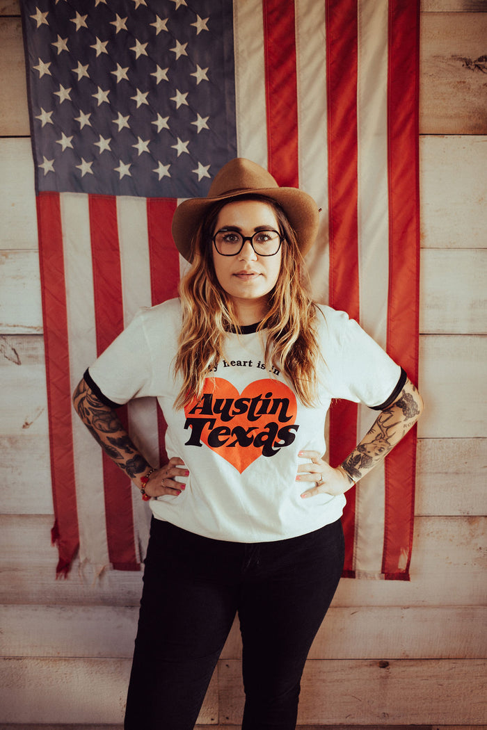 My Heart is in Austin Ringer Tee