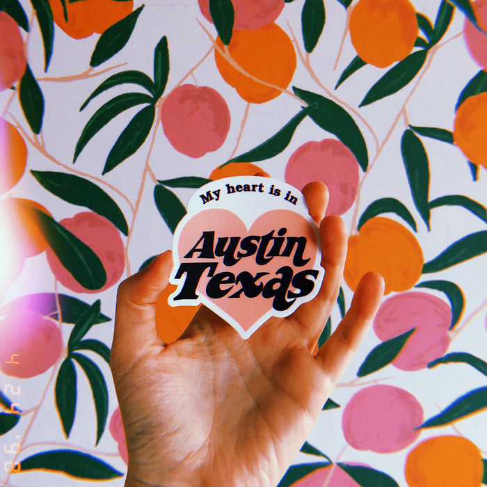 MY HEART IS IN AUSTIN STICKER Pink